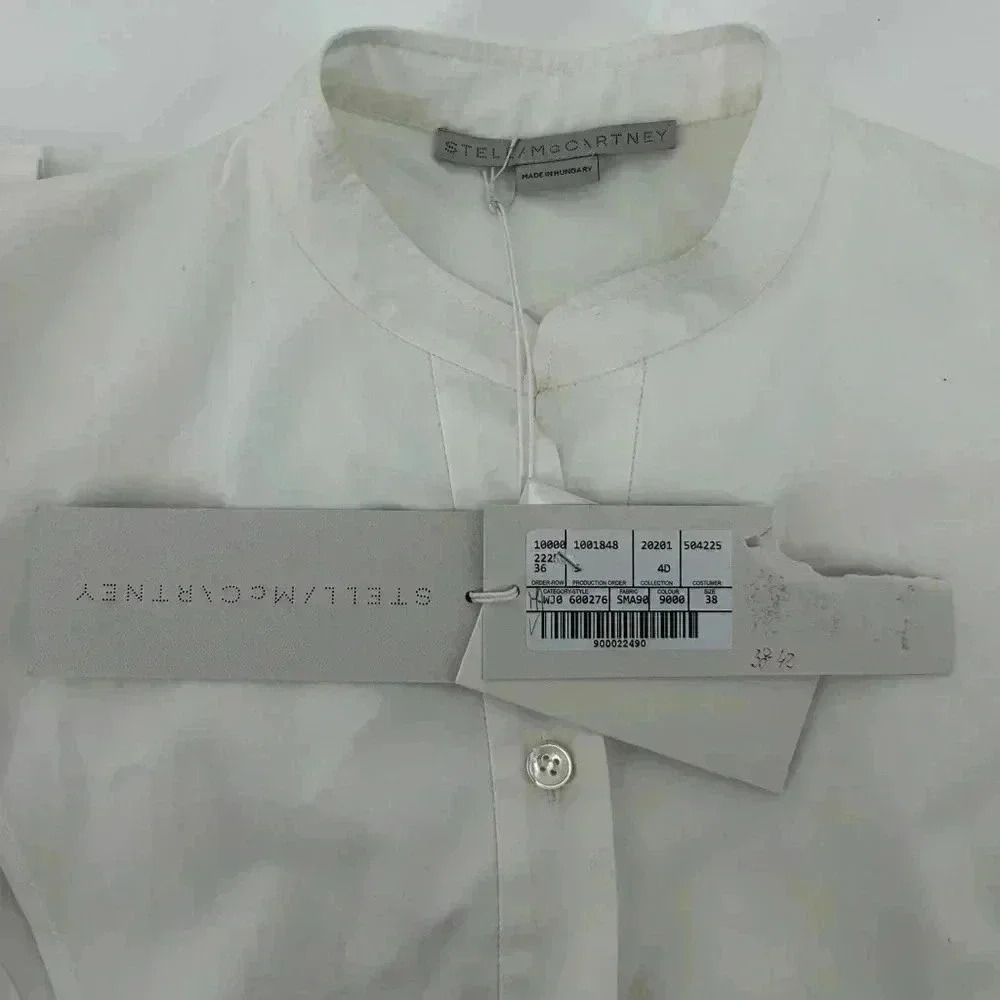 Stella McCartney Collarless Button Down Blouse Wh… - image 3